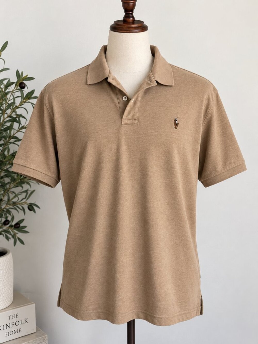 Polo Ralph Lauren Mens XL Tan Brown Classic Fit Short Sleeve Polo Shirt Pony